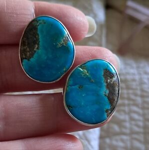 Rare one of a kind Vintage Navajo Native America Signed Turquoise Earring Set